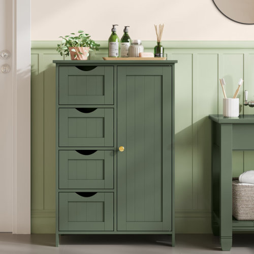 Beachcrest Home™ Manhattan Floor Storage Cabinet, Cabinet Freestanding, with 4 Drawers, Adjustable Shelf & Reviews | Wayfair