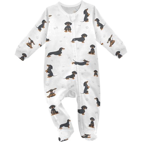 vvfelixl Exercises Doberman Dog Baby Sleepers For Girl Boys Newborn Baby Play One-Piece Footies For 0-24 Months White