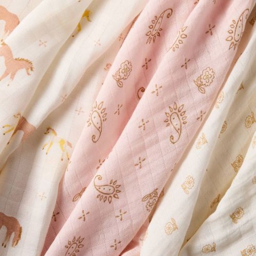 Muslin Swaddle Baby Blankets - Horses - 3pk - Cloud Island™