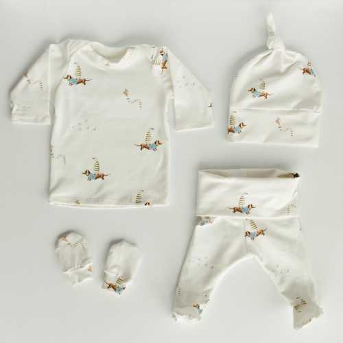 Duck Dachshund Dog Kite Baby Outfit: Organic Cotton Newborn Gift Set, USA Made