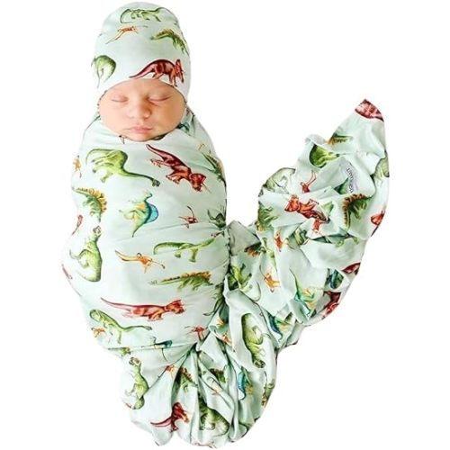 Posh Peanut Baby Swaddle Blanket & Beanie - Matching Newborn Swaddle Set, Doubles As Receiving Blanket or Nursing Cover (Buddy)