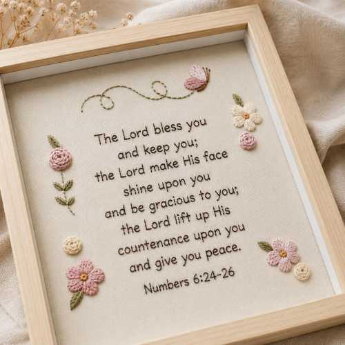 Christian Nursery Decor, Numbers 6:24-26 Embroidery Frame, Bible Verse Wall Art, Baby Blessing Gift, Baptism Gift, Scripture Nursery Sign