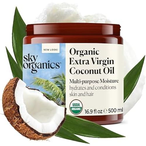 Sky Organics - Multipurpose Organic Coconut Oil for Skin & Hair, 16.9 fl oz - Extra Virgin Hair Oil & Body Moisturizer - Vitamins, Antioxidants & Fatty Acids - Vegan, Cruelty Free - w ebook