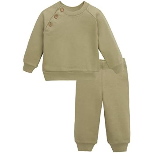 Lilax Toddler and Baby Boy Outfit Set, Solid Sweatshirt & Sweatpants for Daily Wear and Playwear Pant Set