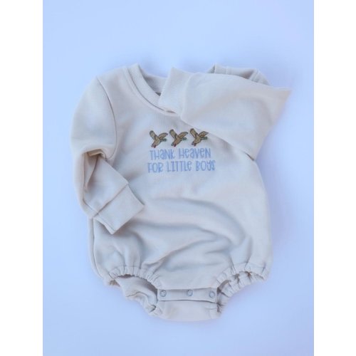 Embroidered Baby Romper: Duck Design, Neutral Baby Boy Outfit - Etsy