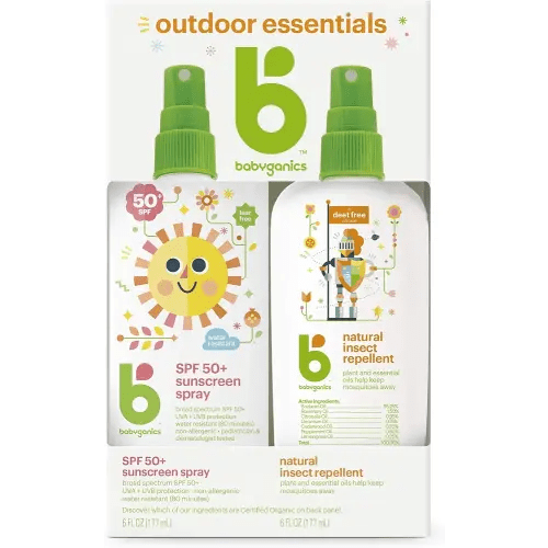 Babyganics 50 SPF Baby Sunscreen Spray and Bug Spray | Octinoxate & Oxybenzone Free | DEET Free, 6oz each, Combo 2 Pack