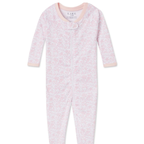 LAKE | Baby | Pima Cotton Pajamas | English Rose Stripe Baby Sleeper