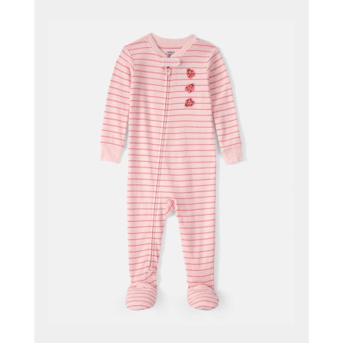 Baby Girl Ladybug Striped 100% Cotton Snug Fit 1-Piece Pajama Set - Pink | Carter's