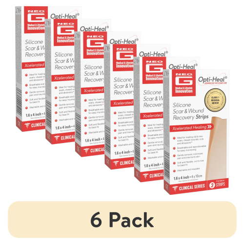 (6 pack) Neo G Opti-Heal Silicone Scar & Wound Recovery Strips 1.6x4, 3 Count, FSA/HSA Eligible