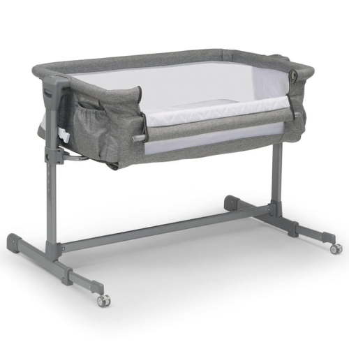 Delta Children Close2Me Bedside Baby Bassinet Sleeper with Breathable Mesh and Adjustable Heights - Lightweight Portable Crib, Grey