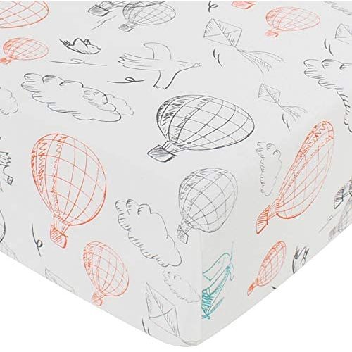 LifeTree Fitted Crib Sheets - Balloon Print Premium Cotton Toddler Bed Sheets for Baby Girls or Baby Boys - Fits Standard Crib Mattress - 3.balloon Print