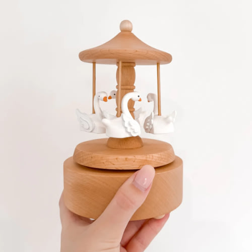 Heirloom Wooden Musical Carousel - Swan