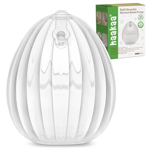haakaa Wearable Shell Breast Pump 2-in-1 Hands-Free & Passive Silicone Milk Catcher | Discreet & Comfortable | Prevents Nipple Irritation | Easy to Clean and Use for Leakage Collection, 120ml -1 pc