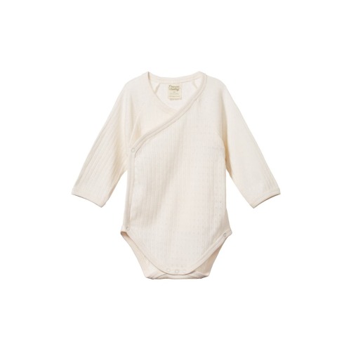 Long Sleeve Organic Cotton Pointelle Wrap Bodysuit