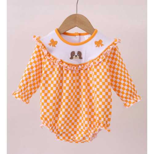 Tennessee orange smocked check embroidered Bubble