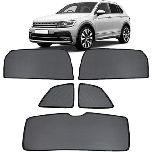 Car Window Shade for Kids Side Window Sun Shade for Tiguan BW 7Seat 2018-2022 2023 Magnetic Curtain Sun UV Protection Covers for Baby Sleeping Auto Accessories,Rear+Triangular+Back-windscreen-5PCS
