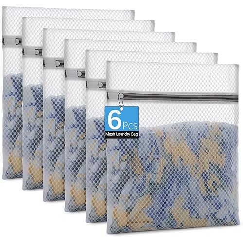 Honeycomb Mesh Laundry Bags for Delicates - 12x16 Inches Medium Washing Bags for Bras, Lingerie, Socks, Baby Clothes - Gentle Wash Protection with Zipper Closure (6)
