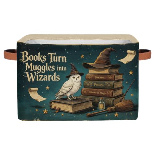 Nursery Decor Baby Basket Large Blue Hat Wand Basket Owl Kid Gift Collapsible Book Shelf Clothes Rectangle Toy Bin 15"x11"x9.5"
