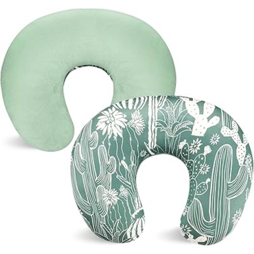 Nursing Pillow Cover 1 Pack, DAYEEBALL Double-Sided Removable Nursing Cover for Baby Girls Boys Newborn, Stretchy and Soft Reversible Slipcover for Breastfeeding Pillow, Cactus (Only Cover)