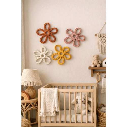 Macrame Daisy Wall Flower | Boho Nursery Fiber Art