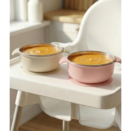 PRE ORDER! Stainless Steel Bowl Set of 2 (Tofu & Pearl Blush) – Tots Ground