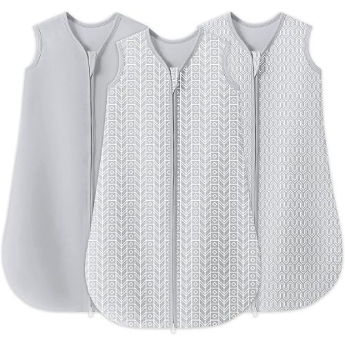 SWEET DOLPHIN 3 Pack Baby Sleep Sack - 100% Cotton 2-Way Zipper TOG 0.5 Infant Wearable Blanket, Newborn Essentials