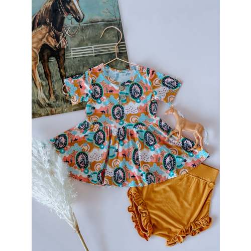 Groovy Cowgirl Bamboo Peplum Set