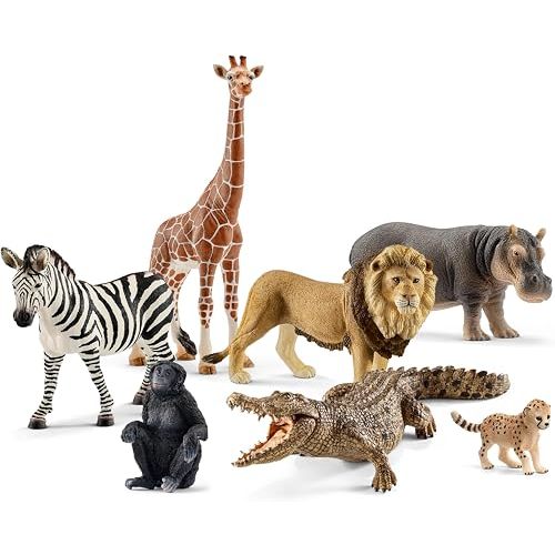Schleich Wild Life - 7PC Savannah Animal Toy Bundle | 77763