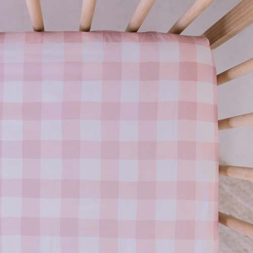 Waterproof Cot Sheet | Pink Gingham – Standard Cot Size