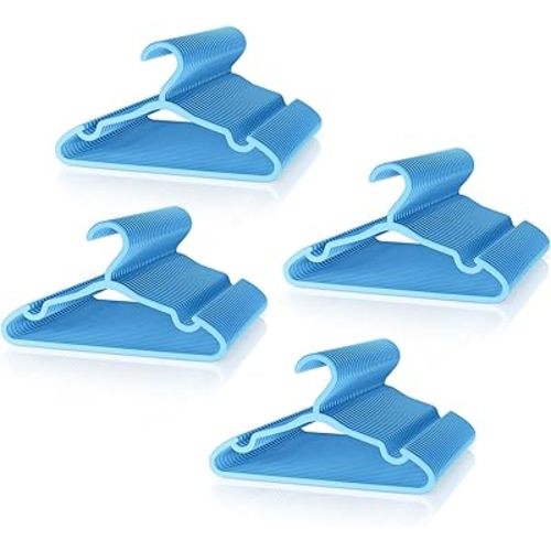 VILICK Plastic Kids Hangers - 100 Pack Non-Slip Baby Clothes Hangers for Closet, Toddler & Newborn Clothing Pants, Skirts, Coats (Blue)