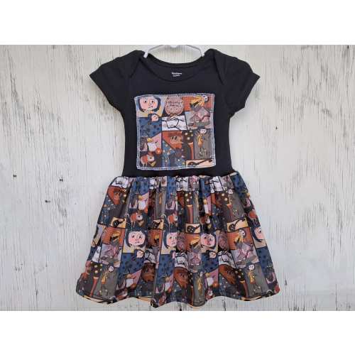 Button Eyes Onsie baby dress or toddler / kids tshirt dress,Burton ,halloween, spooky, birthday, shower gift made to order in 2-3 weeks