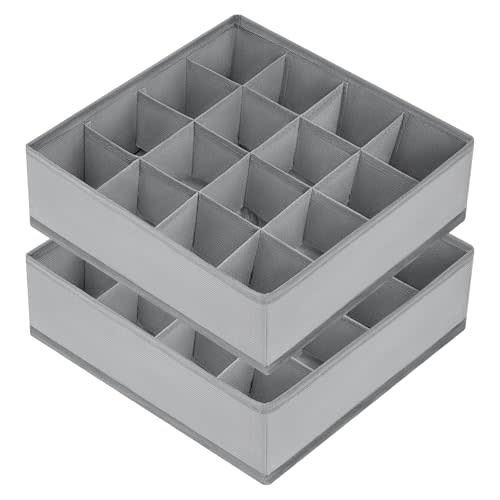 DIMJ Sock Organizer Drawer Organizer -Underwear Organizer Divider for Storing Socks 24 Cell + 16 Cell, Handkerchiefs, Ties, Belts, Grey