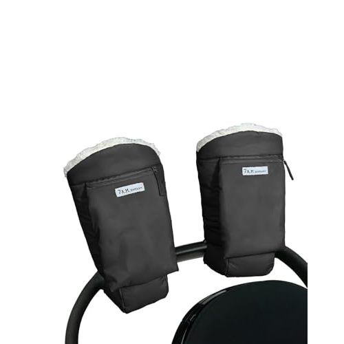 7AM Enfant Stroller Warmmuffs Gloves - Anti-Freeze Stroller Mittens for Handlebars, Water Repellent Hand Warmer Muff for Cold Weather, Plush Lined Stroller Warmmuffs | Winter Stroller Accessories