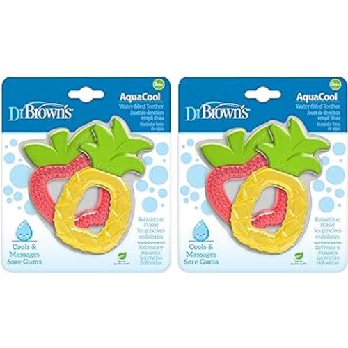 Dr. Brown's AquaCool Water-Filled Baby Teether, Cools & Massages Sore Gums, BPA Free, Pineapple and Apple, 4 Pack, 3m+
