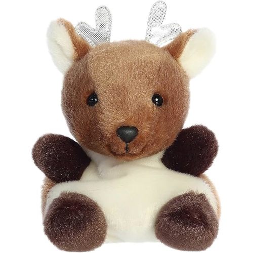 Aurora® Festive Palm Pals™ Dash Reindeer™ Stuffed Animal - Fun Collectible Plush for Kids and Adult Collectors - Perfect for Decorating Rooms and Birthday Gifts - Brown 5 Inches
