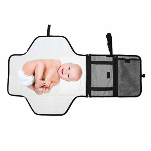 Portable Baby Changing Mat by Strive Baby - Handy Travel Diaper Changing Bag with Built in Cushion Head Pillow, Waterproof Mat and Detachable Mesh Pouch That can Hold Diapers, Wipes, and Creams