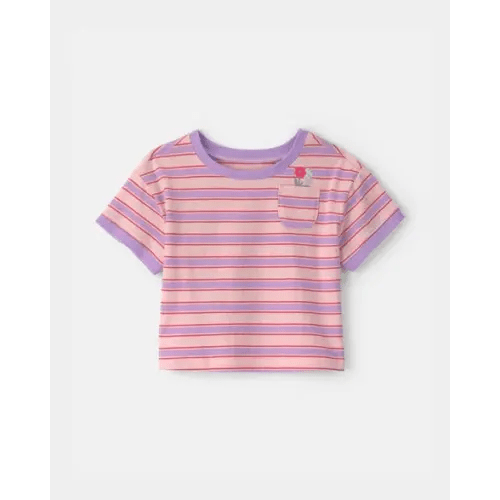 Baby Girl Flower Striped Short-Sleeve Top - Pink/Purple | Carter's