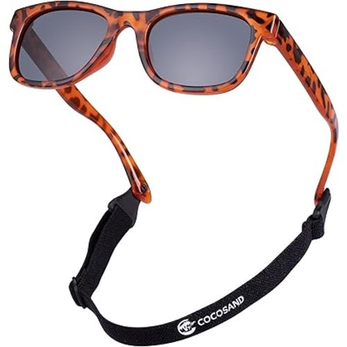 COCOSAND Flexible Baby Sunglasses with Strap Polarized UV Protection for Toddler Infant Newborn Boy Girl Age 0-24 Months