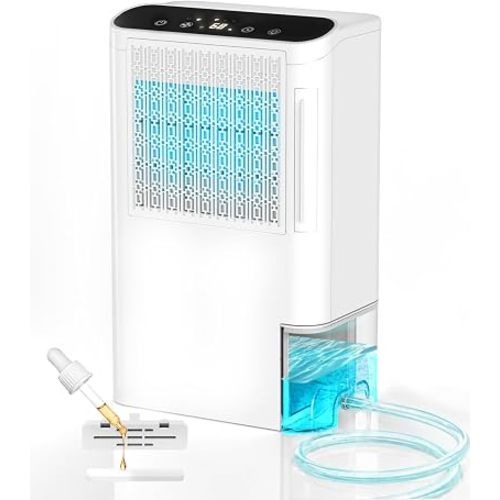 Dehumidifiers for Home & Basement, 2500 Sq.Ft Small Dehumidifier with Aroma Tray, 5ft Drain Hose, 74oz Water Tank, Timer & Sleep Mode, Portable Dehumidifier for Bathroom, Bedroom, RV, Closet