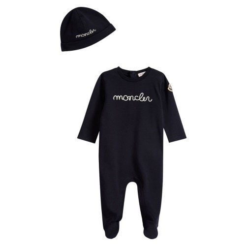 Logo Embroidered Layette & Beanie Set
