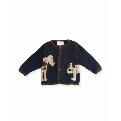 Woof Woof Cotton Button-Front Sweater, Blue, Size 6-24 Months