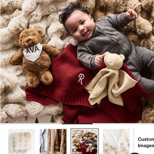 Pucker Arctic Ivory Faux Fur Baby Stroller Blanket