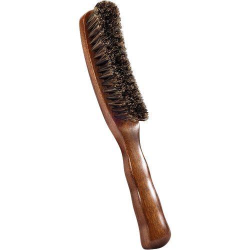 STYLEMATE Boar Bristle Slick Back Hair Brush, Medium/Soft Bristle Hair Brush for Thin & Fine Hair, Smoothing Hairbrush for Women Men Kid, Lightweight Sapele Wooden Handle