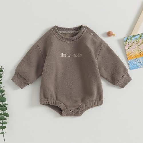 VISGOGO Newborn Infant Baby Boy Girls Oversized Romper Little Dude Sweater Onesie Coming Home Outfit Neutral Clothes