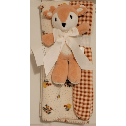 Laura Ashley Baby Blanket Plush Toy Gift Set Giraffe Plaid Floral