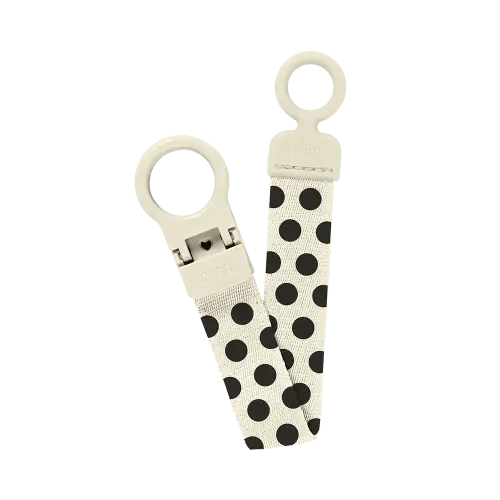 BIBS Pacifier Clip Loop Polka | Ivory/Black | Secure Fit – Bibsworld store US
