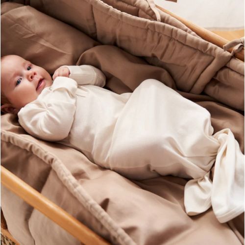 Baby Cotton Rib Knot Gown - Balsam Cream – MamaOwl