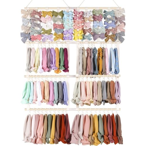 POVETIRE Headband Holder Hair Bows Organizer for Girls,Baby Headbands Hair Accessories Organizer Storage Wall Hanging Decor for Nursery Girls Room