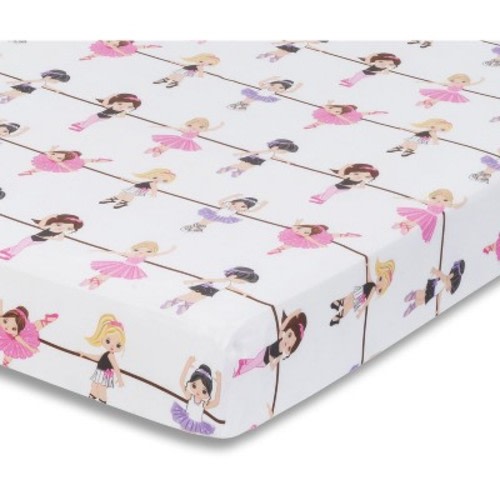 Everyday Kids Baby Girl Fitted Crib Sheet Born to Dance Ballerina, 100% Soft Breathable Microfiber, Fits Standard Crib Mattress 28x52in