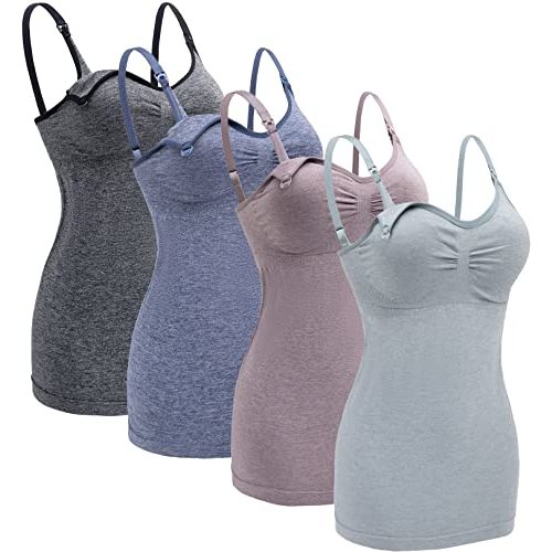 Nursing Tank Tops Maternity Tank Tops Built in Bra for Breastfeeding with Adjustable Straps for Womens